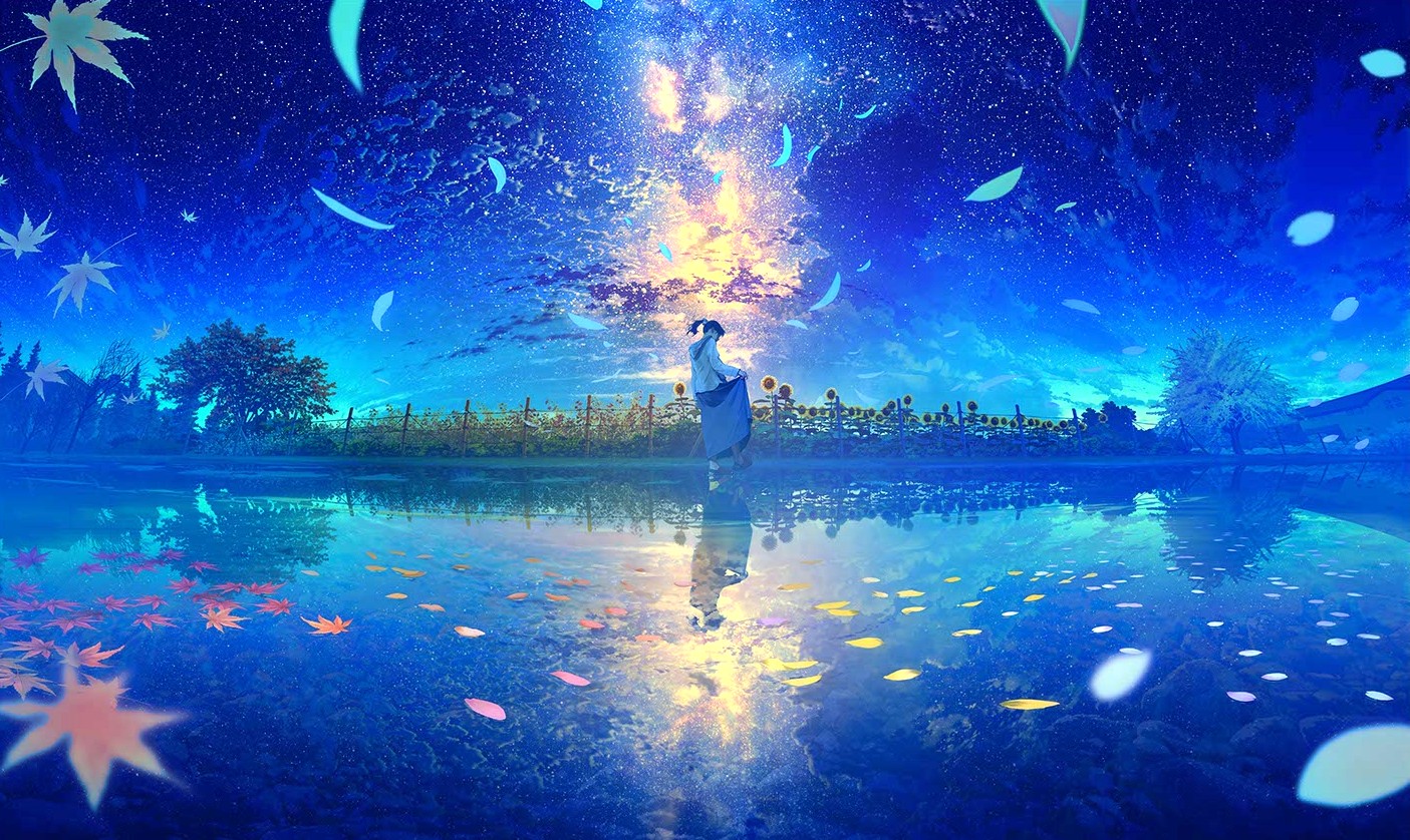 mochaの絵画作品　タイトルは、四季並べ-夜光-